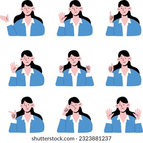 Business woman, woman face, icon illustration vector collection