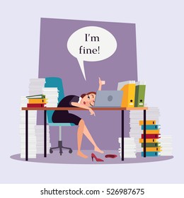 Business Woman Fell Asleep On Laptop Stock Vector Royalty Free