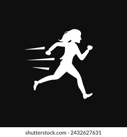 Business woman female running art illustration design vector