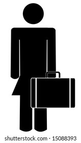 business woman or figure holding briefcase or suitcase