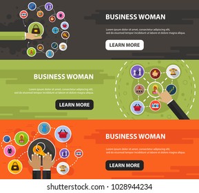 Business woman flat icon concept. Vector illustration. Element template for design.
