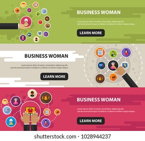 Business woman flat icon concept. Vector illustration. Element template for design.