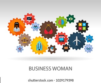 Business woman flat icon concept. Vector illustration. Element template for design.