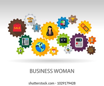 Business woman flat icon concept. Vector illustration. Element template for design.