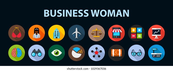 Business woman flat icon concept. Vector illustration. Element template for design.
