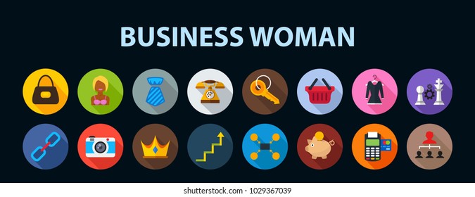 Business woman flat icon concept. Vector illustration. Element template for design.