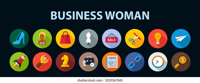 Business woman flat icon concept. Vector illustration. Element template for design.