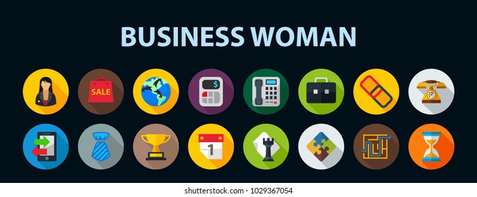 Business woman flat icon concept. Vector illustration. Element template for design.