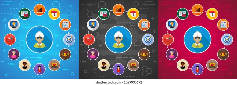 Business woman flat icon concept. Vector illustration. Element template for design.