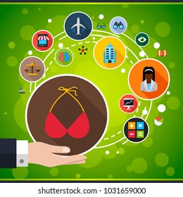 Business woman flat icon concept. Vector illustration. Element template for design.