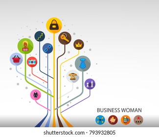 Business woman flat icon concept. Vector illustration. Element template for design.