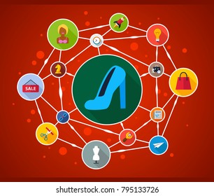 Business woman flat icon concept. Vector illustration. Element template for design.