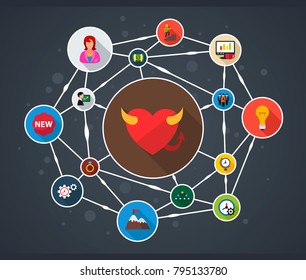 Business woman flat icon concept. Vector illustration. Element template for design.