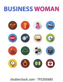 Business woman flat icon. Vector illustration. Element template for design.