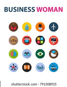 Business woman flat icon. Vector illustration. Element template for design.