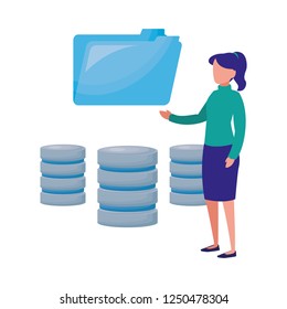 business woman folder database server