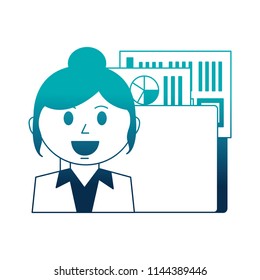 business woman and folder file report documents