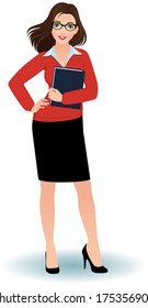 Business woman with a folder for papers vector illustration