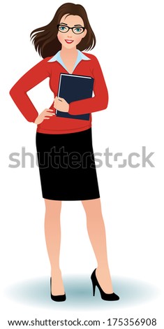 Business woman with a folder for papers vector illustration