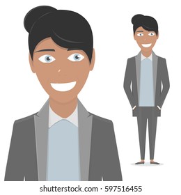 Business woman in formal clothes. Base wardrobe, feminine corporate dress code. Vector illustration isolated on white.