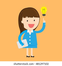 Business woman get an idea