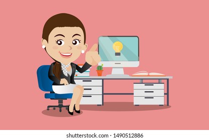  Business woman get idea illustration