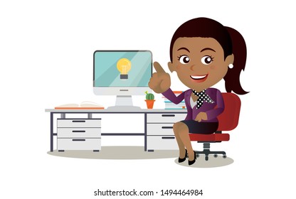  Business woman get idea illustration