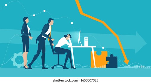 Business woman getting over stressed in the office, exhausted, tired person working long hours, competitive business life, stress and depression concept illustration. 