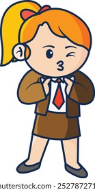 Business Woman Giving Love Hand Sign Illustration