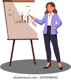 Business Woman Giving Presentation on Financial Growth