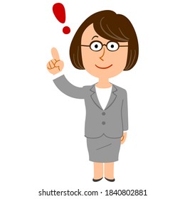A business woman with glasses comes up with