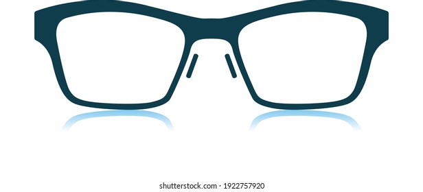 Business Woman Glasses Icon. Shadow Reflection Design. Vector Illustration.