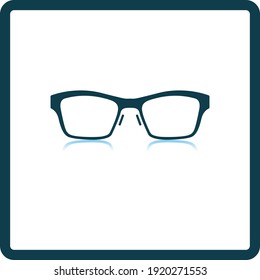 Business Woman Glasses Icon. Square Shadow Reflection Design. Vector Illustration.