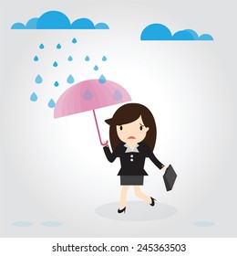 Business Woman Going Work Umbrella Rain Stock Vector (Royalty Free ...