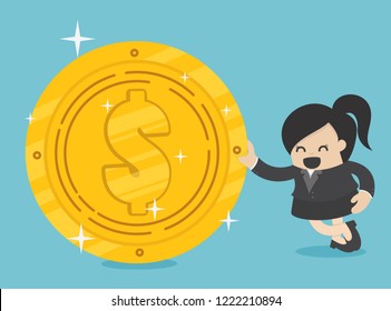 Business Woman with golden dollar