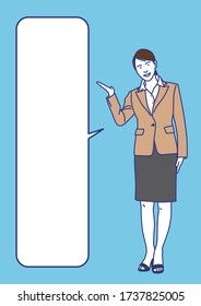 Business woman Guidance with speech balloon,Vector illustration