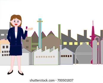 Business woman to guide the factory.