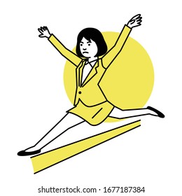 Business woman gymnastics on white background. Vector illustration.