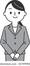 Business Woman Hands Folded Upper Body Vector