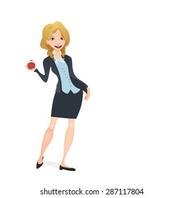 Business woman holding an apple
