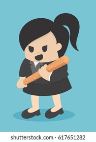 business woman holding baseball bat