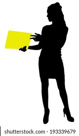 business woman holding folder, vector 