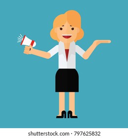 business woman holding a megaphone