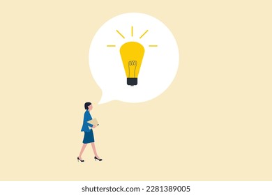 Business woman holding smart phone thinking and got bright lightbulb lamp. Business idea, businessman company leader got solution to solve business problem or creativity thinking concept, smart