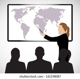business woman holds presentation