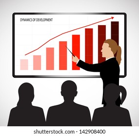 business woman holds presentation
