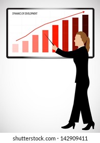 business woman holds presentation