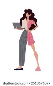 business woman hybrid work isolated