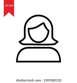 Business woman icon, avatar symbol. Female pictogram, flat vector sign isolated on white background. Simple vector illustration for graphic and web design. - Vector