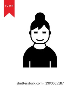 Business woman icon, avatar symbol. Female pictogram, flat vector sign isolated on white background. Simple vector illustration for graphic and web design. - Vector